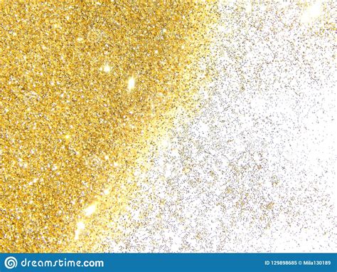 Gold Glitter Sparkles On White Background Beautiful Abstract Backdrop