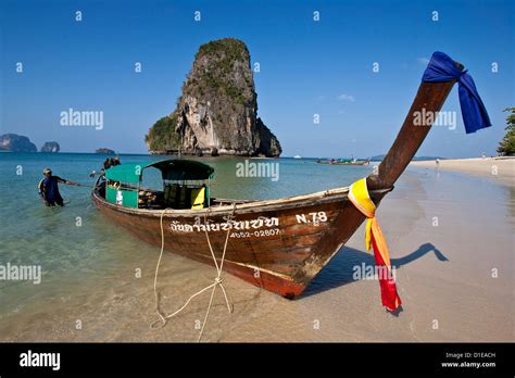 Long Tail Boat Phra Nang Cave Beach Krabi Thailand Stock Photo Alamy