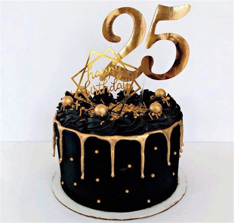 Black And Gold Birthday Cake Black And Gold Cake 25th Birthday Cakes