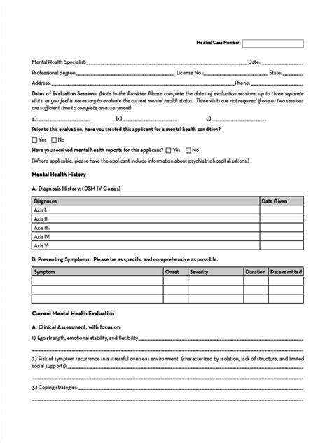 Free Mental Health Forms In Pdf Ms Word