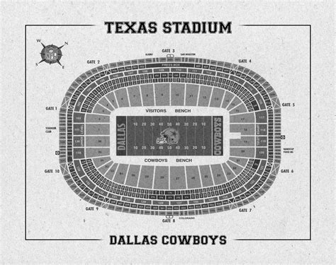 Print Of Vintage Old Texas Stadium Seating Chart Seating Chart On Photo