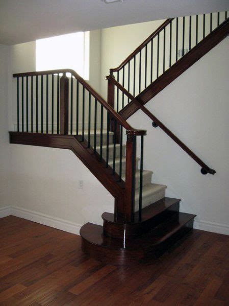 Superb Stained Wood Basement Stairs Ideas Banister Remodel Stair