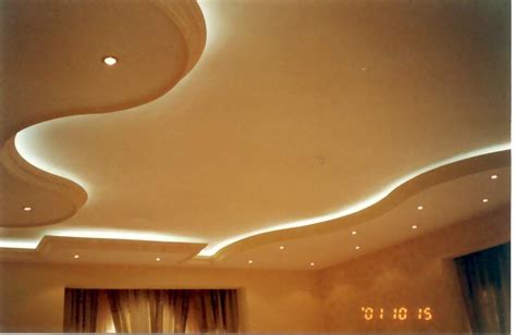 Modern Gypsum False Ceiling For Living Room With Hidden Lights Gypsum