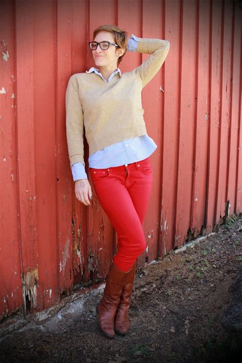 Preppy Nerdy Casual With Red Jeans Trophy Boutique