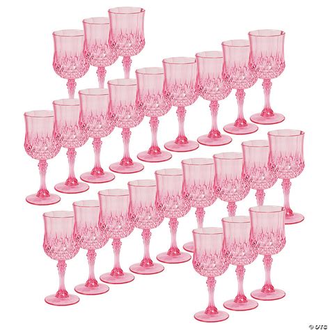 Bulk Pink Patterned Plastic Wine Glasses 48 Ct Oriental Trading