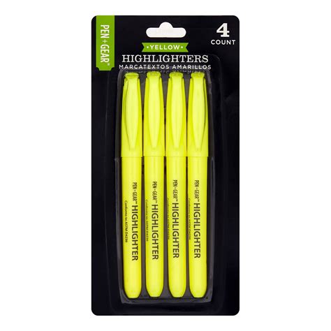 Pen Gear Pen Style Yellow Highlighter 4 Pack