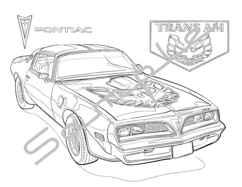 1978 Pontiacfirebird Trans Am Adult Coloring Page Printable Etsy