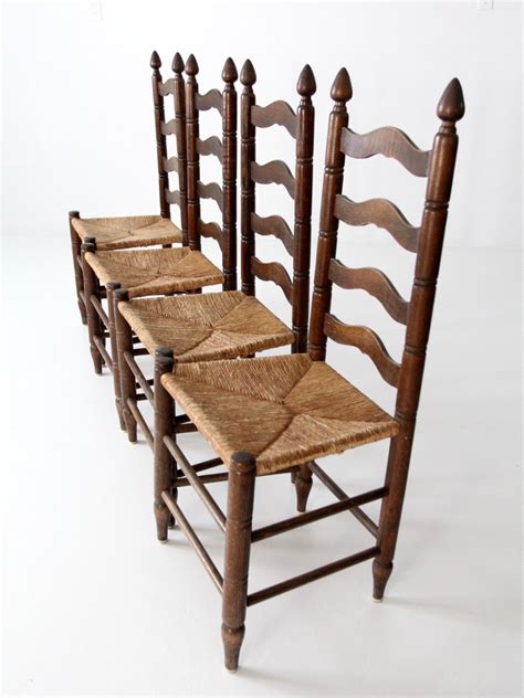 Antique Ladder Back Chairs Set Of 4 86 Vintage