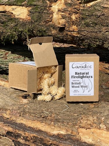 50 Natural Wood Wool Firelighters Caradoc Charcoal