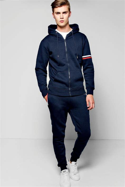 Boohoo Stripe Detail Hooded Tracksuit In Blue For Men Save 50 Lyst