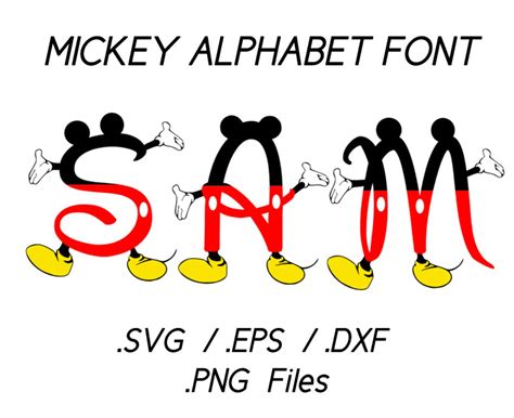 Mickey Mouse Alphabet Vectors Font Cutting File Etsy