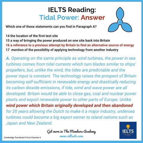 Ielts Reading Choosing From A List Tidal Power Ielts Reading Ielts