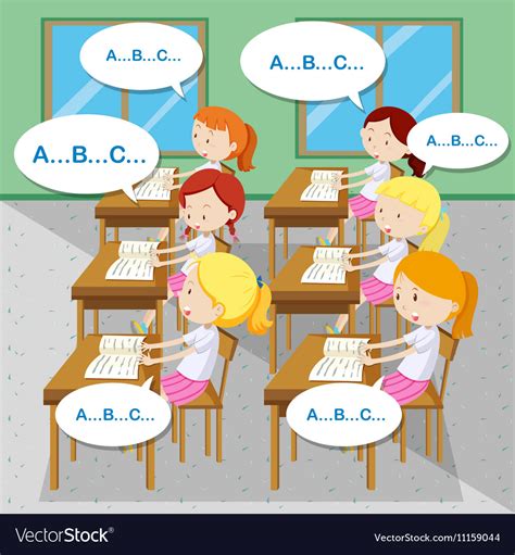 Students Learning English In Classroom Royalty Free Vector