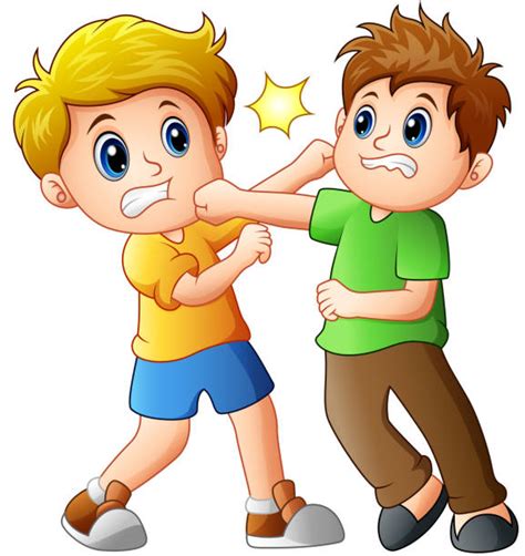 Angry Boy Hitting Him Friend Illustrations Royalty Free Vector