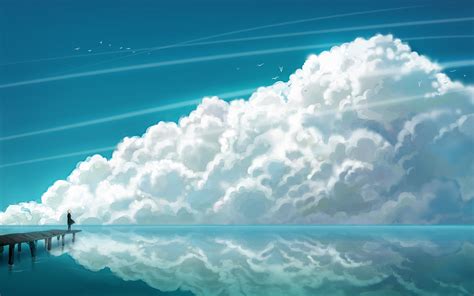 Anime Girl Sky Clouds Hd Anime K Wallpapers Images Backgrounds Photos