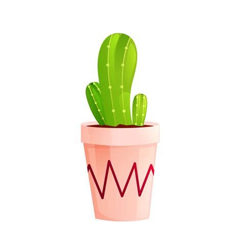Cactus In Flower Pot Vector Cartoon Illustration 344583 Vector Art At