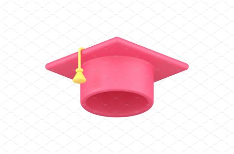 Realistic Pink Graduation Cap With Vector Graphics Creative Market