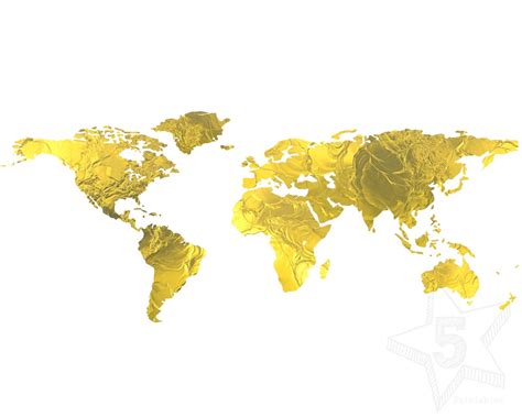 Gold Paper World Map Political Map Of The World Royalty Free Stock