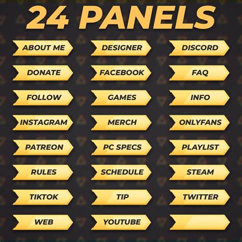 24 Panels For Twitch Streaming Yellow And Black Panels Etsy Uk