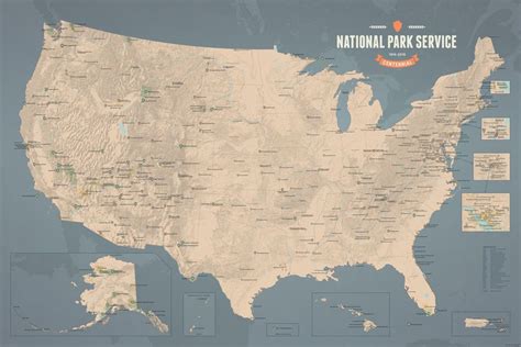 National Park Service Centennial Map 24x36 Poster With Images