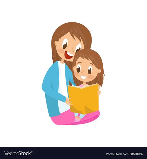 Mother And Daughter Sitting On The Floor Vector Image