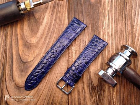 Blue Leather Watch Band Leather Watch Band 16mm Mens Etsy