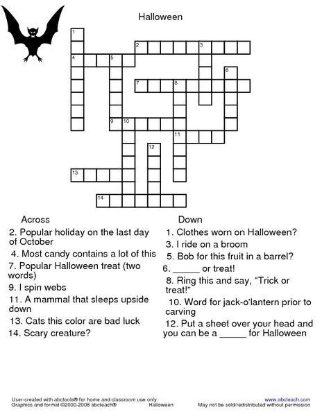 Choose the difficulty that's perfect for your audience, from small children through adults. Halloween Crossword-- Medium Difficulty Worksheet for 2nd - 5th Grade | Lesson Planet