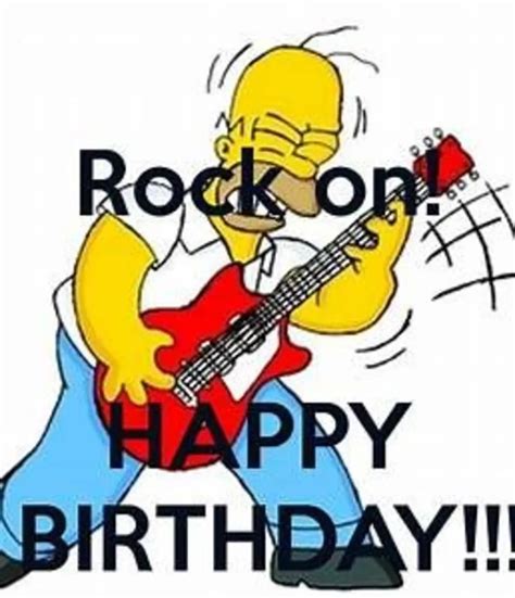 A Cartoon Character Playing A Guitar With The Words Rock On Happy Birthday
