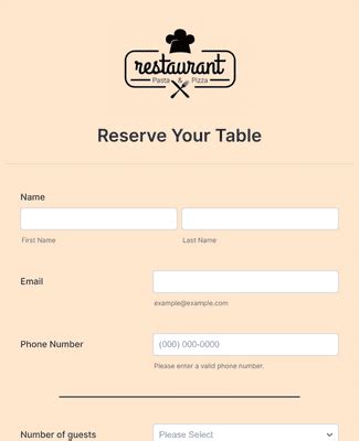 Restaurant Table Reservation Form Template JotForm