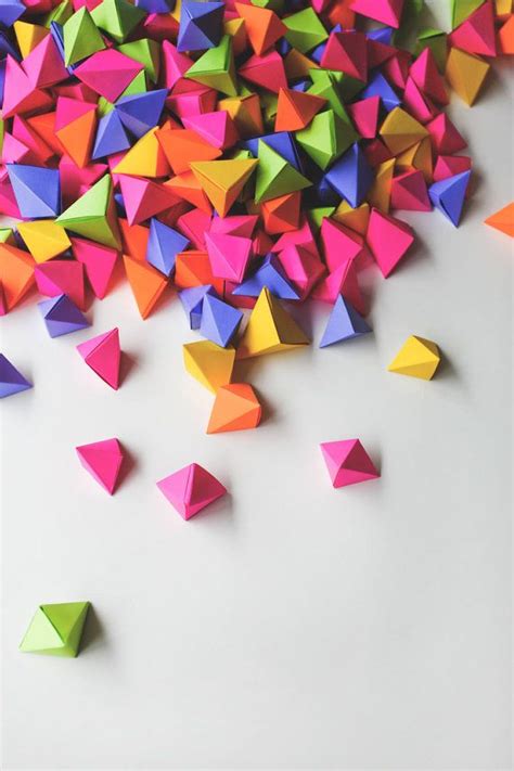 Neon Geometric Origami Shapes For Wedding Party Or Baby Mobile