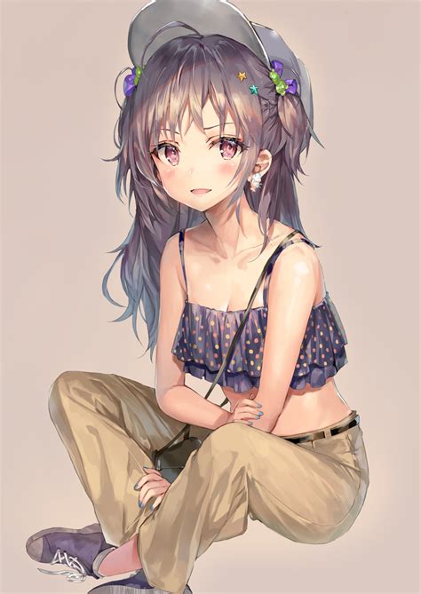 Anime Art~♡ Stylish Girl Casual Fashion Ruffled Crop Top