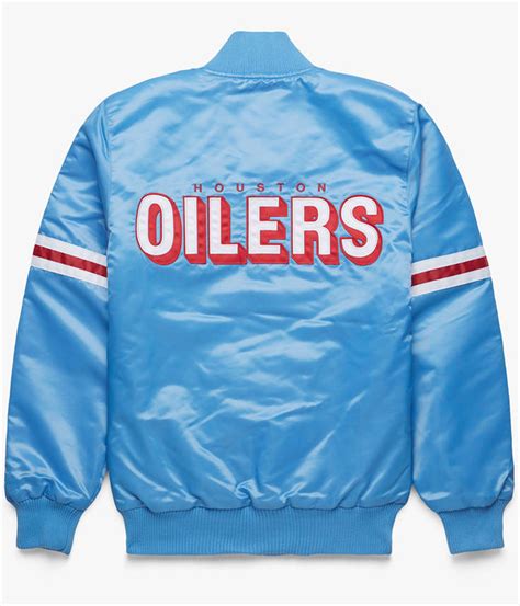 Nfl Starter Light Blue Satin Houston Oilers Jacket Jacket Makers