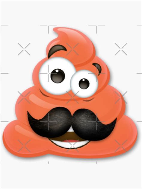Poop Funny Emoji Moustache Sticker For Sale By Myhome68 Redbubble