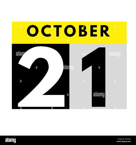 October 21 Flat Daily Calendar Icon Date Day Month Calendar For