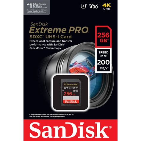 Sandisk 256gb Extreme Pro Uhs I Sdxc Memory Card 200mbs Memory