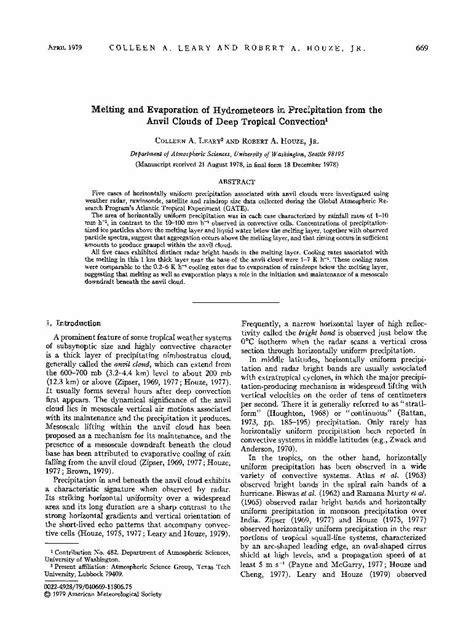 Pdf Melting And Evaporation Of Hydrometeors In Precipitation From The