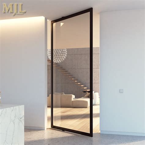 Enhanced style and smooth operation. China Large Exterior Frame Less Glass Aluminium Pivot Door ...