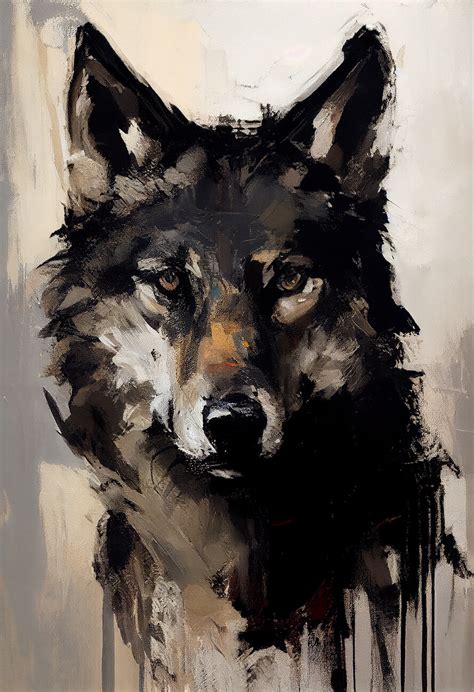 Wall Art Print Wolf Painting Neutral Colors Nr Europosters