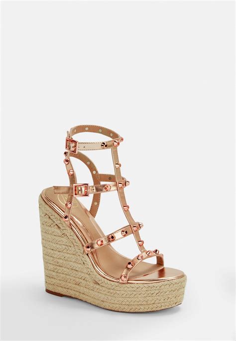 Rose Gold Dome Stud Wedges | Missguided Ireland