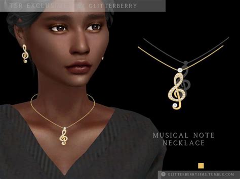Sims 4 — Musical Note Necklace By Glitterberryfly — A Gold Necklace