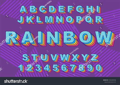 80s Retro Alphabet Font Rainbowvintage Alphabet Stock Vector Royalty