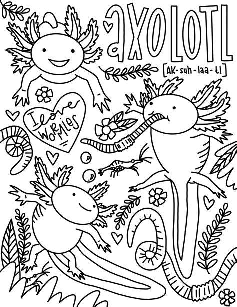Axolotl Coloring Page Instant Download Etsy Denmark