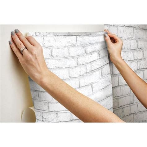 Roommates White Brick Vinyl Peelable Wallpaper Covers 2818 Sq Ft