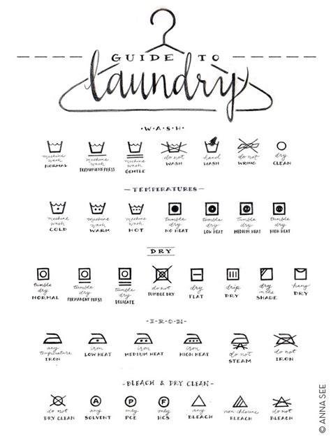 Laundry Care Guide Laundry Symbols Chart Calligraphy Art