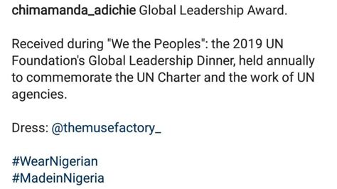 Chimamanda Adichie Honored With Global Leadership Award Torizone