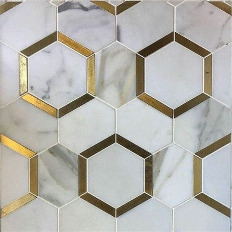 Marble Honeycomb Mosaic Wall And Floor Tile Calacatta Gold Marble Tile