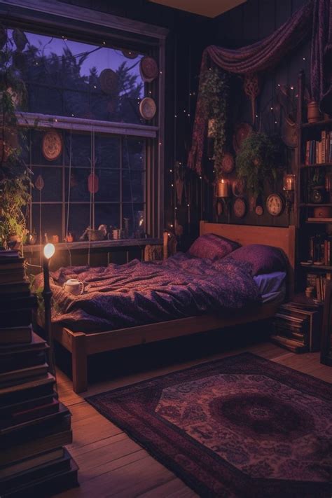 A Room With A Bed Bookshelf And Plants On The Window Sill