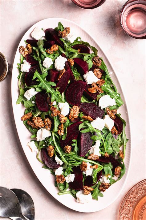 beetroot salad candied walnuts and goats chèvre our nourishing table