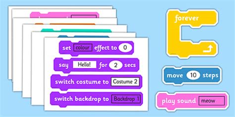 Users pick blocks of codes from the block palette to add to the coding area. Scratch Blocks For Display - scratch, blocks, program, display