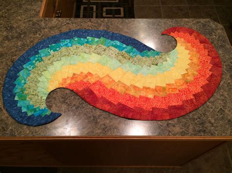 Spicy Spiral Table Runner In Rainbow Colors Patchwork Table Runner